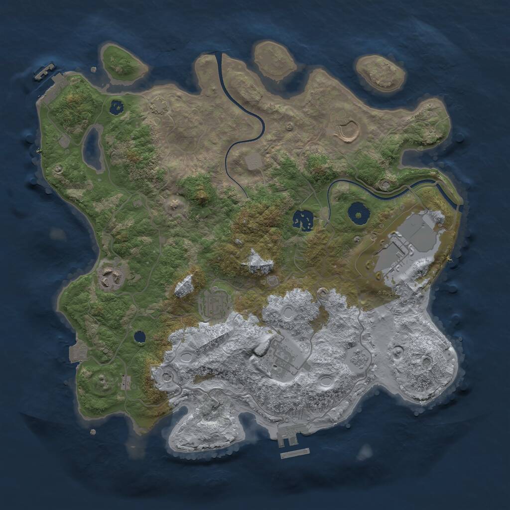 Rust Map: Procedural Map, Size: 3500, Seed: 808890860, 12 Monuments
