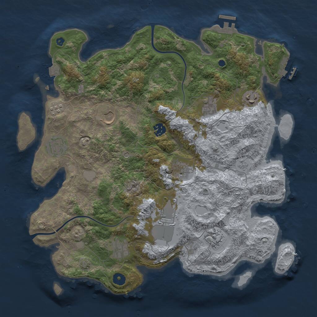 Rust Map: Procedural Map, Size: 3800, Seed: 1435480242, 16 Monuments