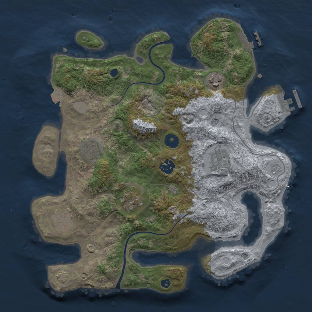 Rust Map: Procedural Map, Size: 3300, Seed: 986757, 12 Monuments