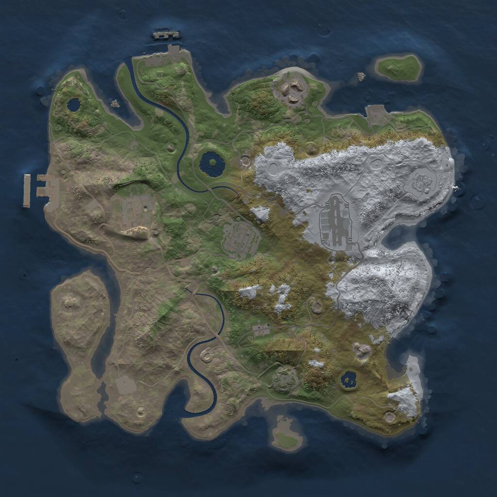 Rust Map: Procedural Map, Size: 3000, Seed: 35261, 10 Monuments