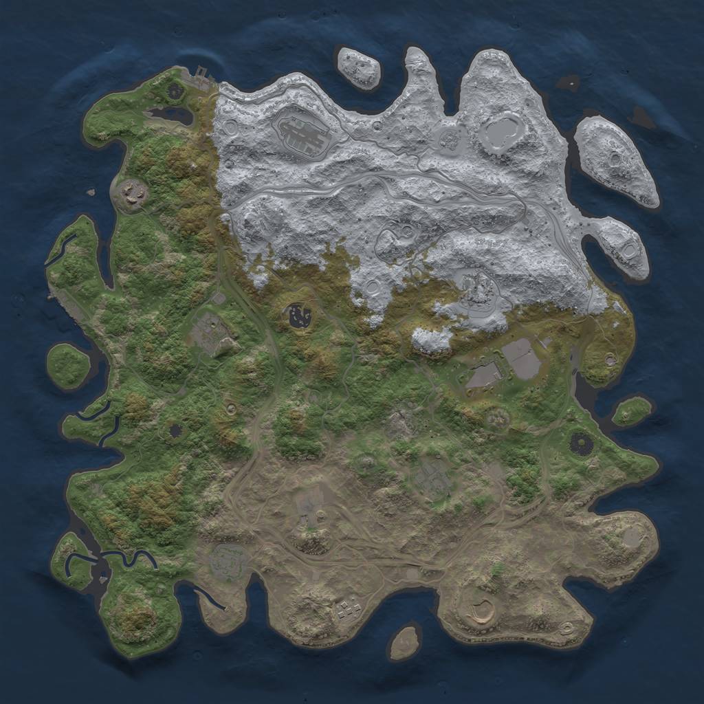 Rust Map: Procedural Map, Size: 4500, Seed: 277225, 18 Monuments