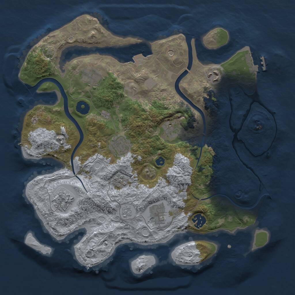 Rust Map: Procedural Map, Size: 3300, Seed: 15125124, 13 Monuments