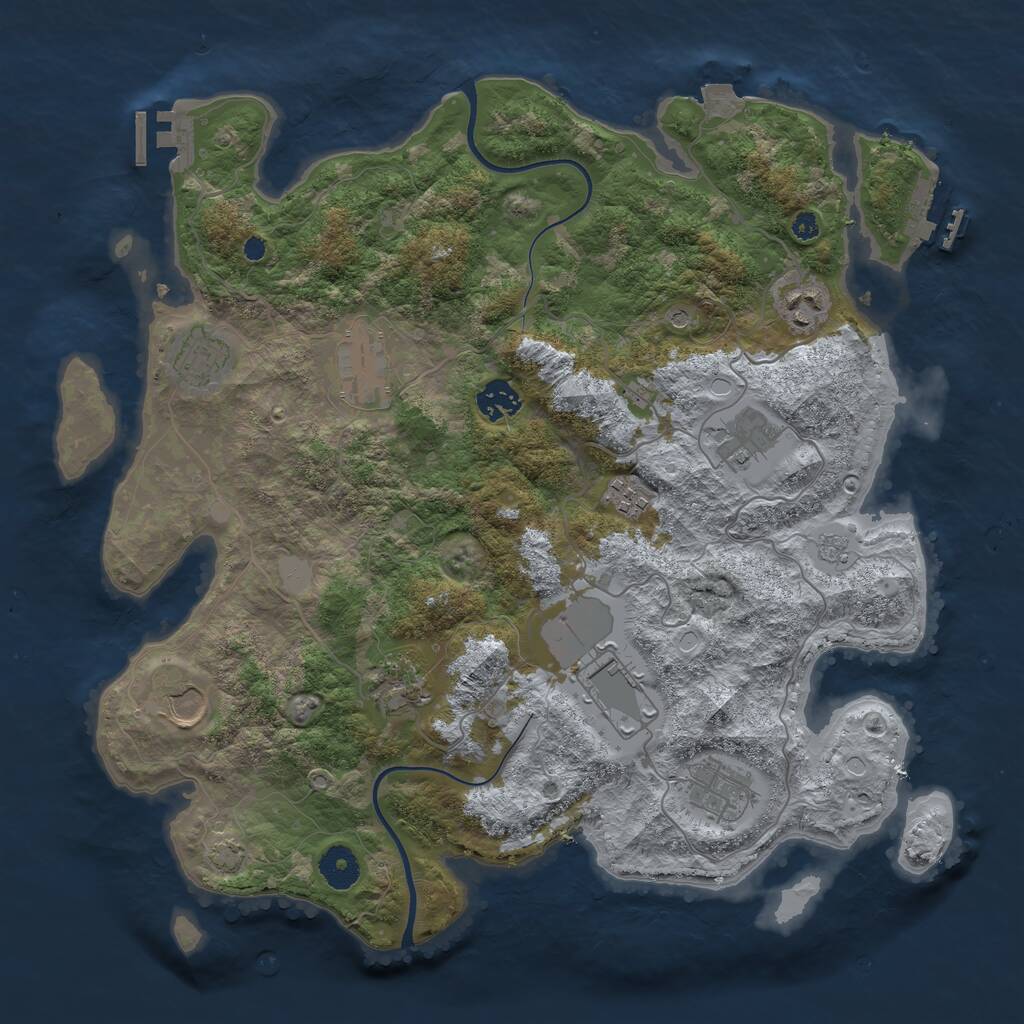 Rust Map: Procedural Map, Size: 3765, Seed: 1435480242, 16 Monuments