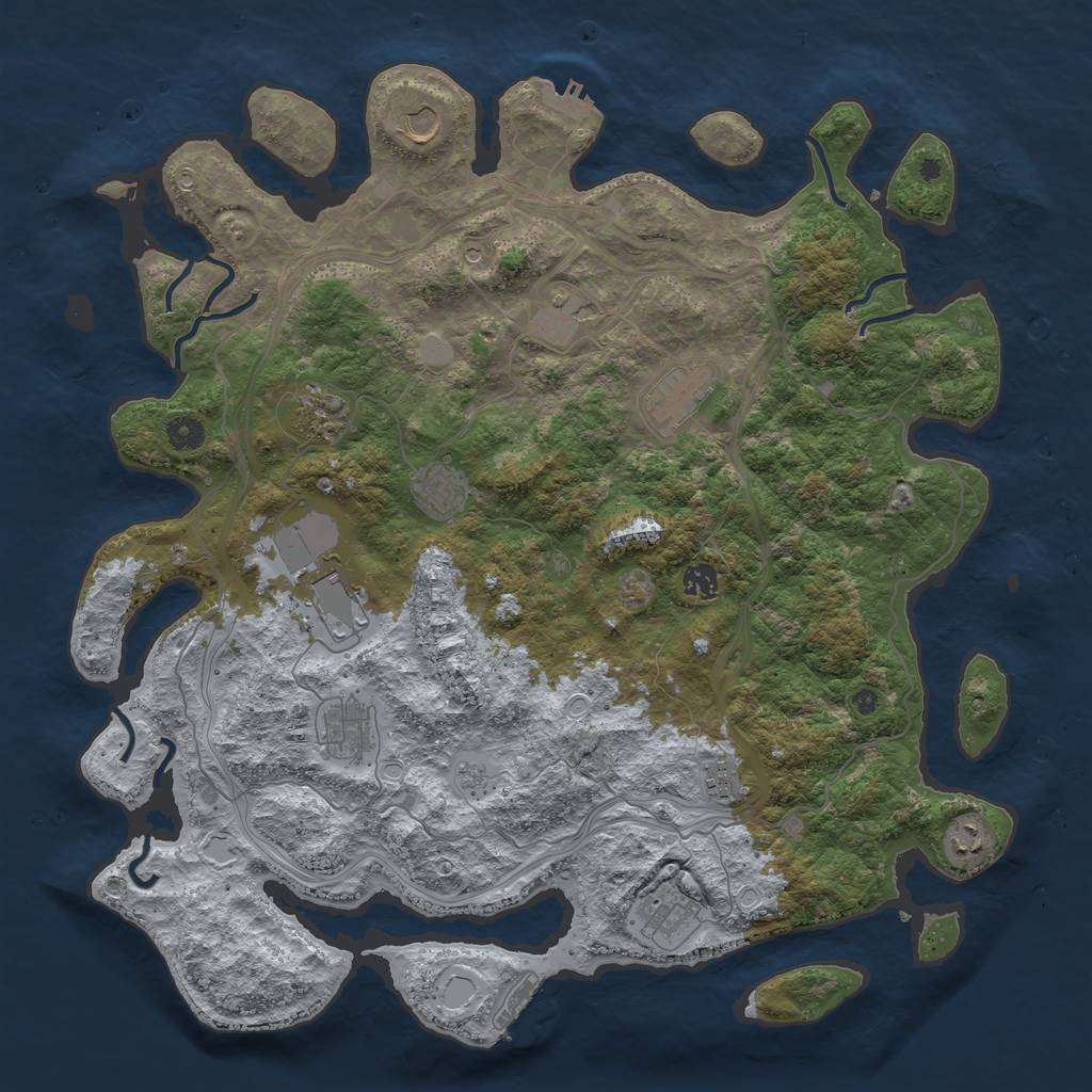Rust Map: Procedural Map, Size: 4500, Seed: 163217777, 18 Monuments
