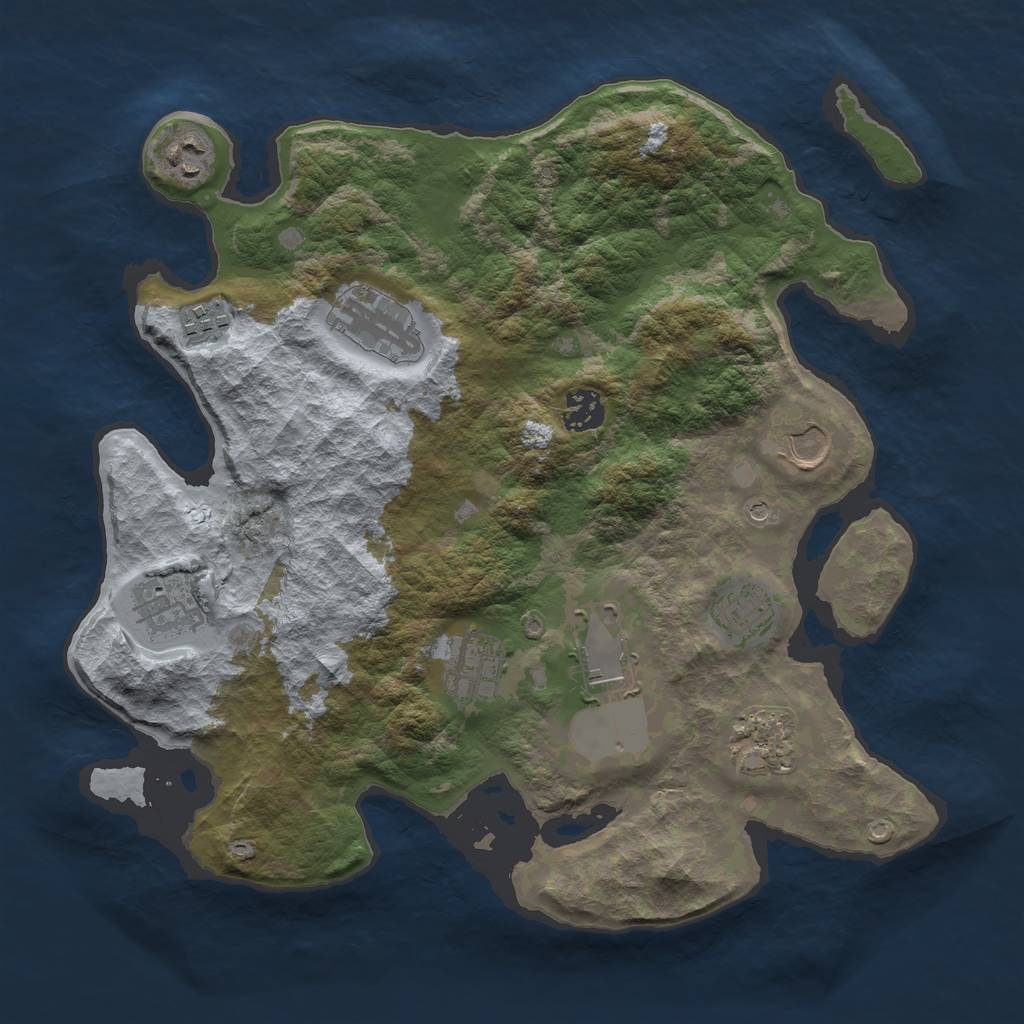 Rust Map: Barren, Size: 3500, Seed: 143772063, 13 Monuments