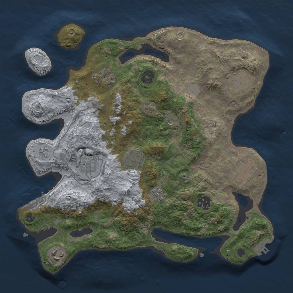 Rust Map: Procedural Map, Size: 3250, Seed: 57462986, 15 Monuments