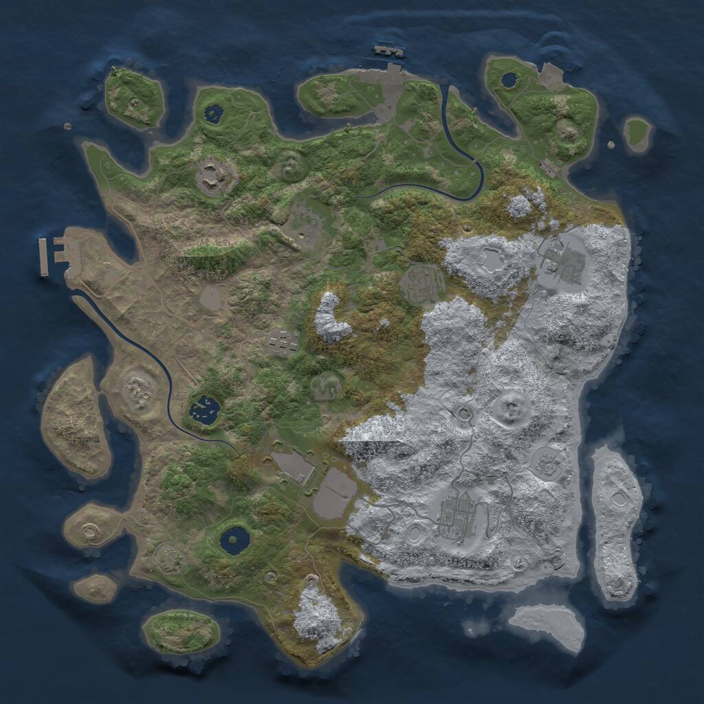 Rust Map: Procedural Map, Size: 3750, Seed: 791463236, 14 Monuments