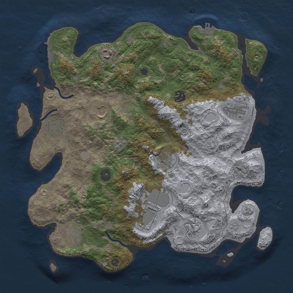 Rust Map: Procedural Map, Size: 3766, Seed: 1435480242, 17 Monuments