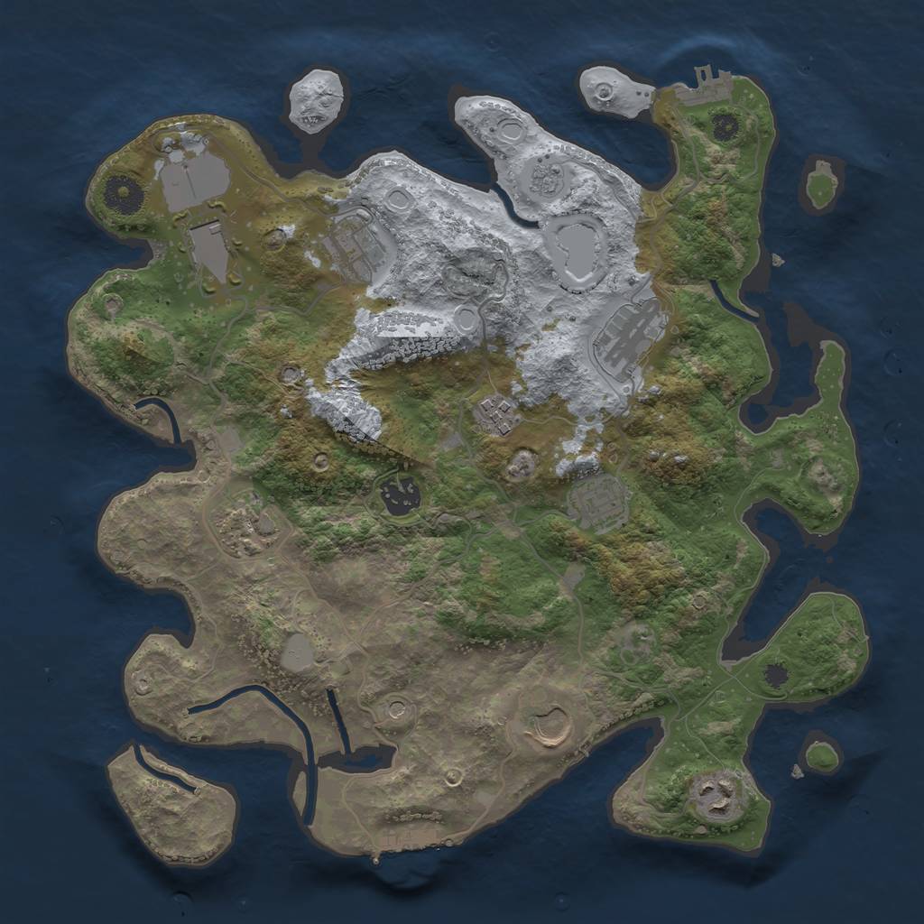 Rust Map: Procedural Map, Size: 3500, Seed: 348585834, 16 Monuments