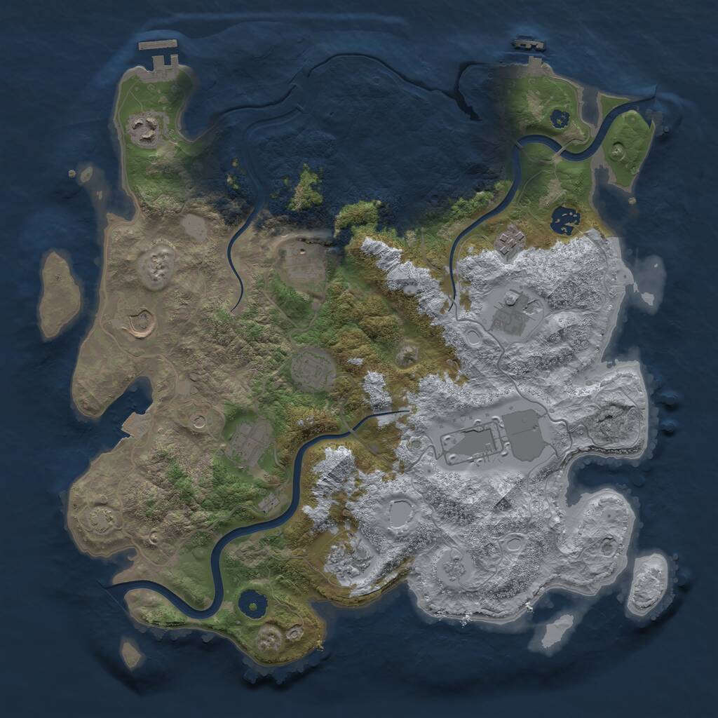 Rust Map: Procedural Map, Size: 3777, Seed: 1435480242, 16 Monuments
