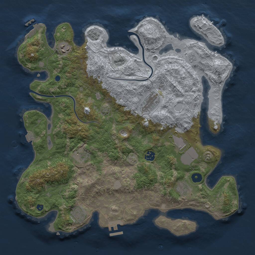 Rust Map: Procedural Map, Size: 3800, Seed: 78057529, 14 Monuments