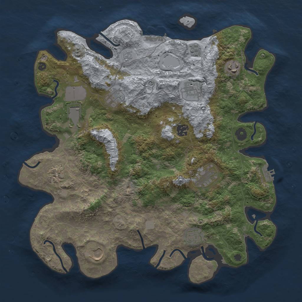 Rust Map: Procedural Map, Size: 3750, Seed: 95908723, 17 Monuments