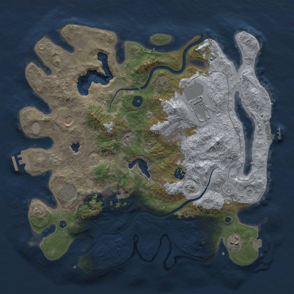 Rust Map: Procedural Map, Size: 4000, Seed: 380015521, 14 Monuments