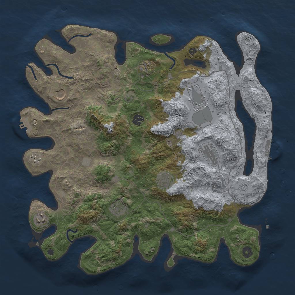 Rust Map: Procedural Map, Size: 4000, Seed: 380015521, 16 Monuments