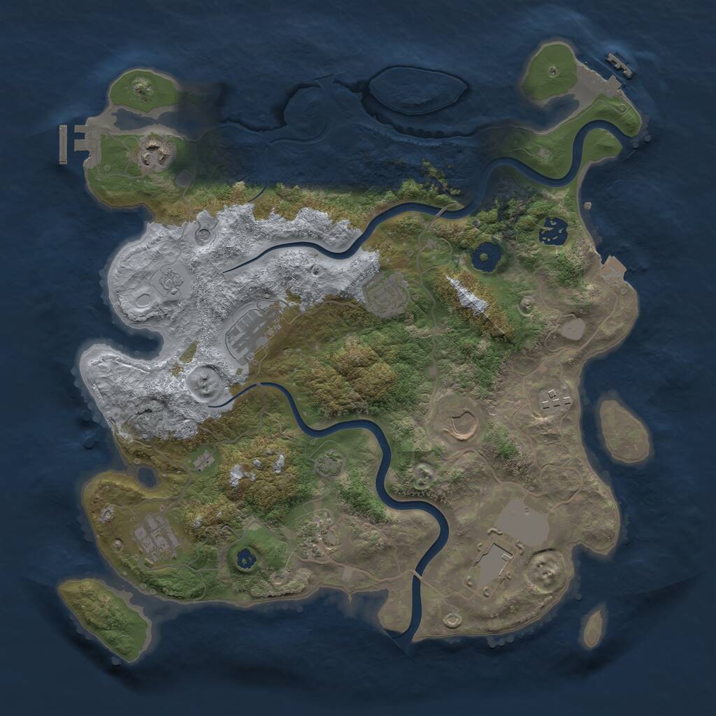 Rust Map: Procedural Map, Size: 3700, Seed: 1184578774, 15 Monuments