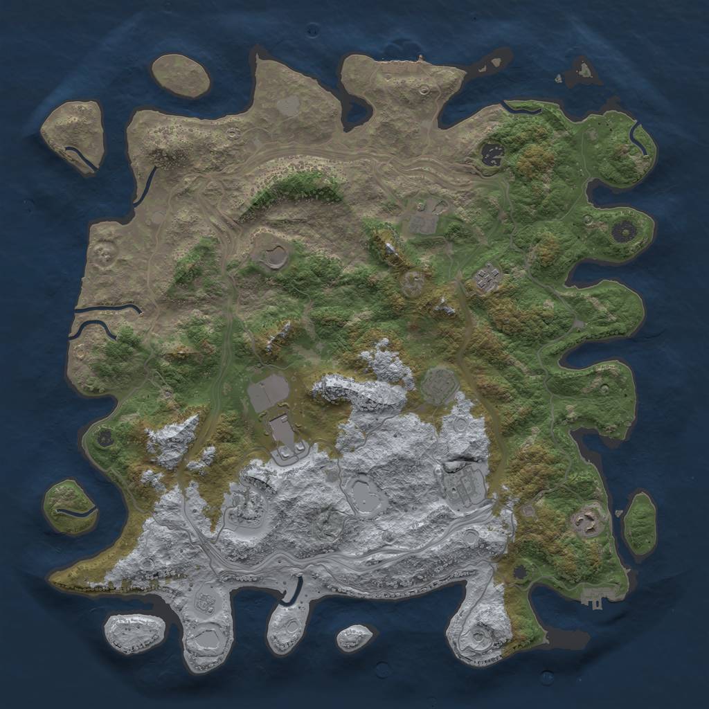 Rust Map: Procedural Map, Size: 4500, Seed: 648244, 16 Monuments
