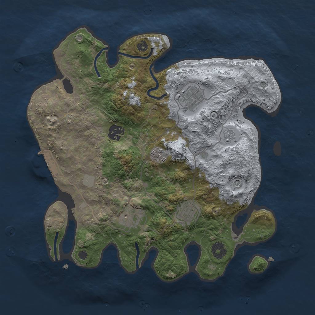 Rust Map: Procedural Map, Size: 3000, Seed: 9844513, 11 Monuments
