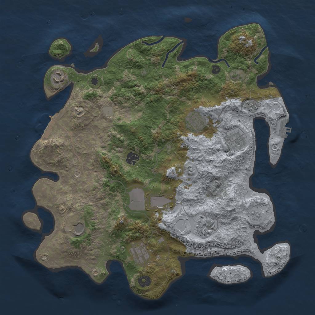 Rust Map: Procedural Map, Size: 3700, Seed: 813089552, 16 Monuments