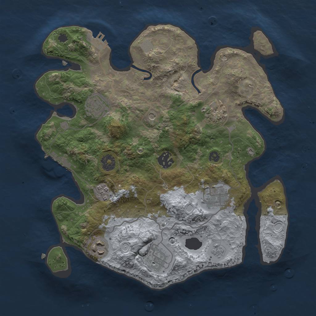 Rust Map: Procedural Map, Size: 3000, Seed: 3242343, 14 Monuments