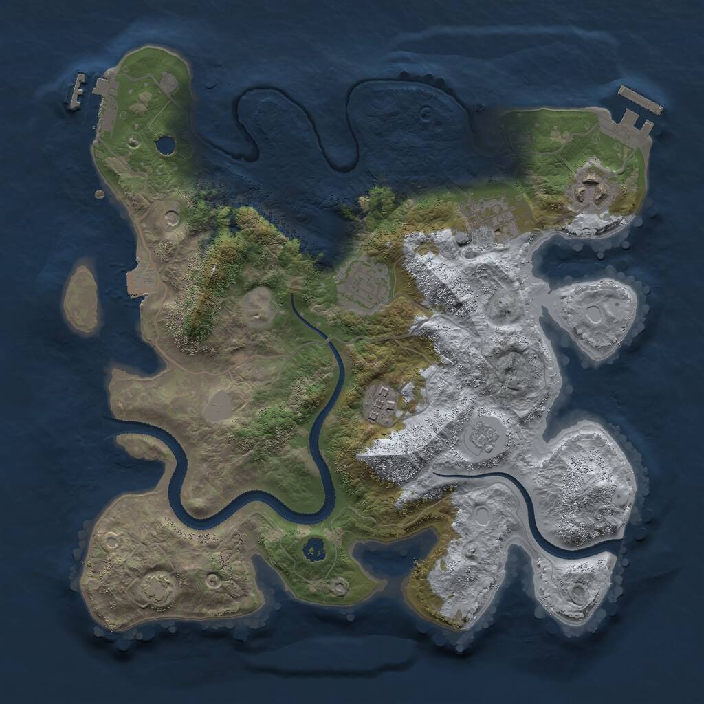 Rust Map: Procedural Map, Size: 3000, Seed: 13762139, 10 Monuments