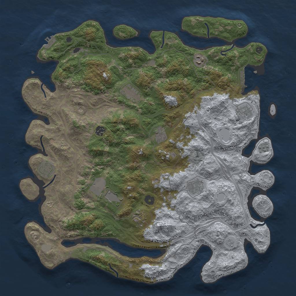 Rust Map: Procedural Map, Size: 4500, Seed: 439577532, 17 Monuments