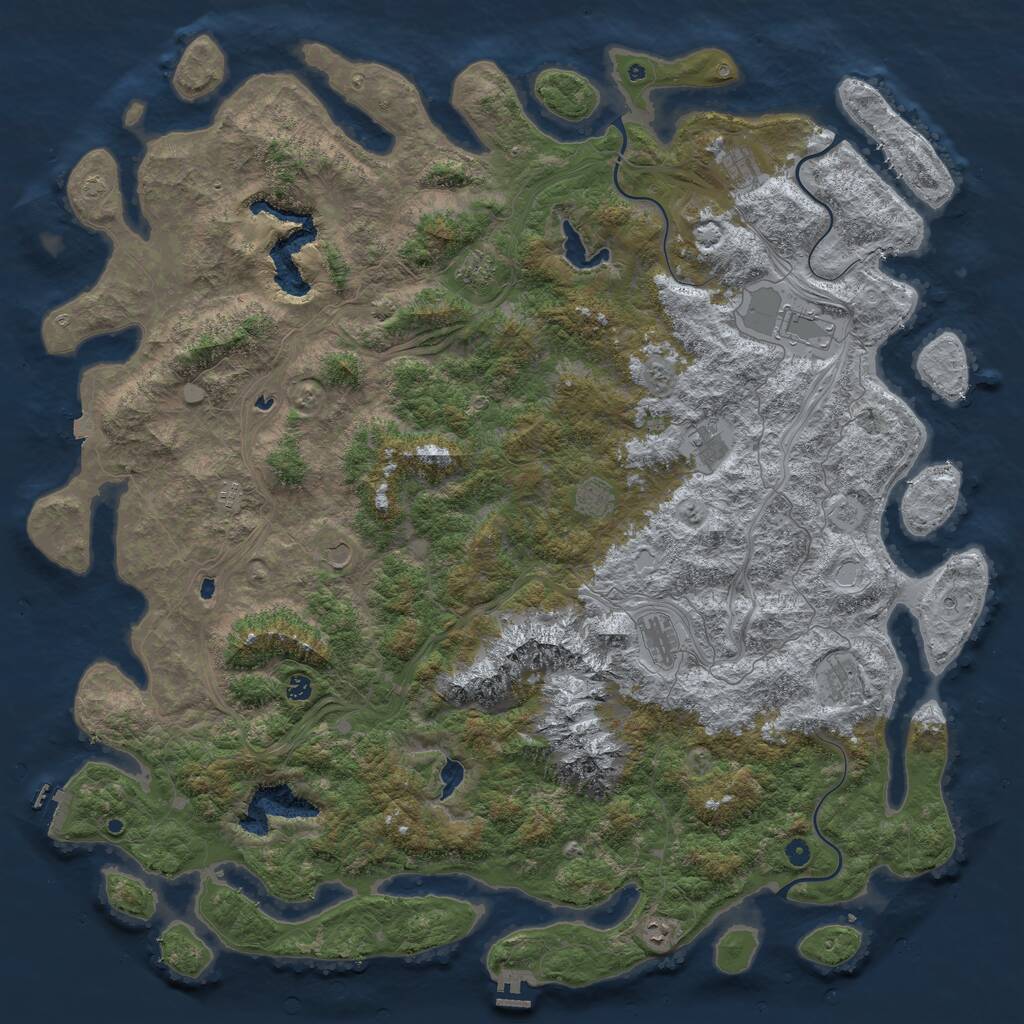 Rust Map: Procedural Map, Size: 6000, Seed: 40401, 17 Monuments