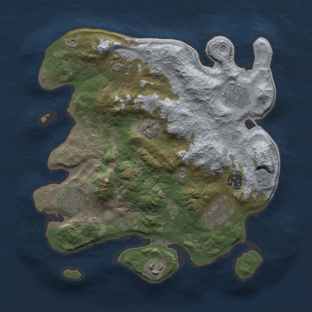 Rust Map: Barren, Size: 3000, Seed: 523452941, 10 Monuments