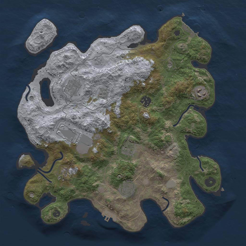 Rust Map: Procedural Map, Size: 3500, Seed: 2070565966, 15 Monuments