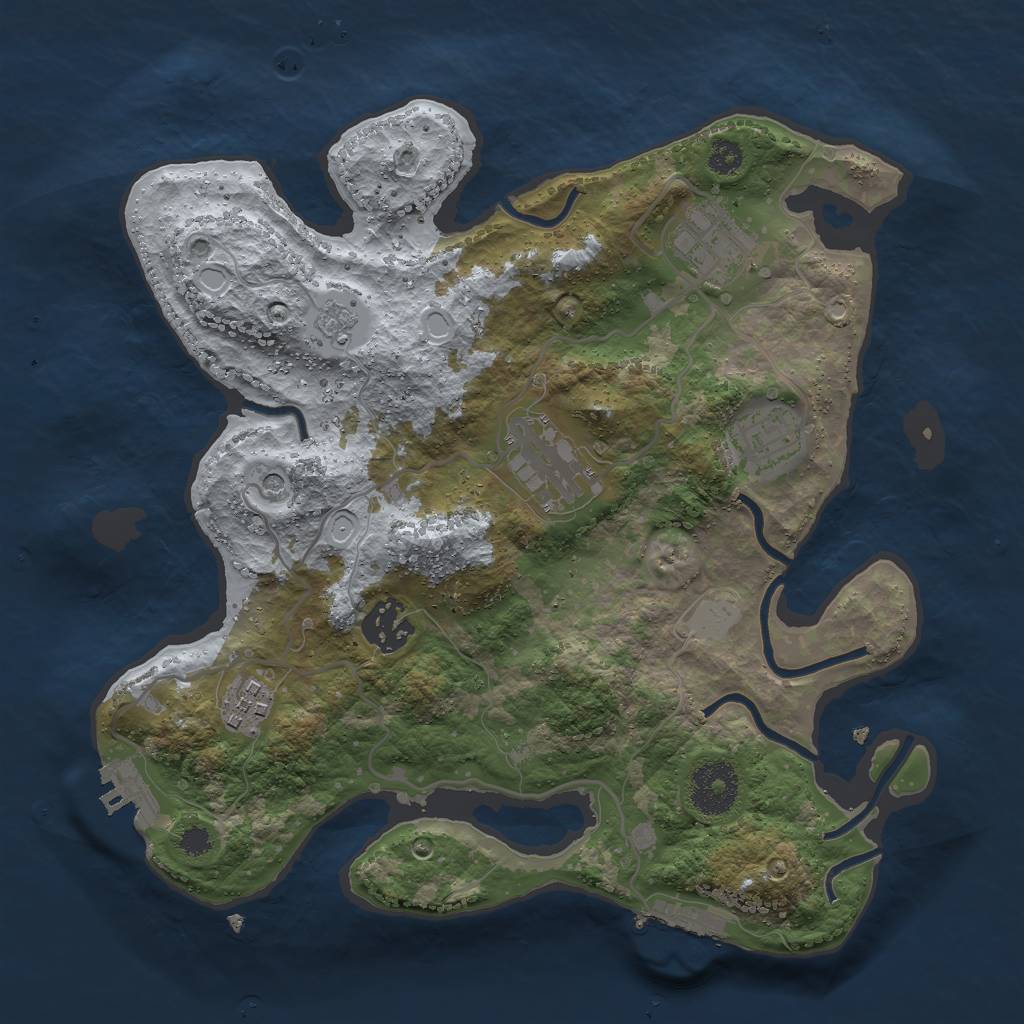 Rust Map: Procedural Map, Size: 3000, Seed: 6754, 12 Monuments