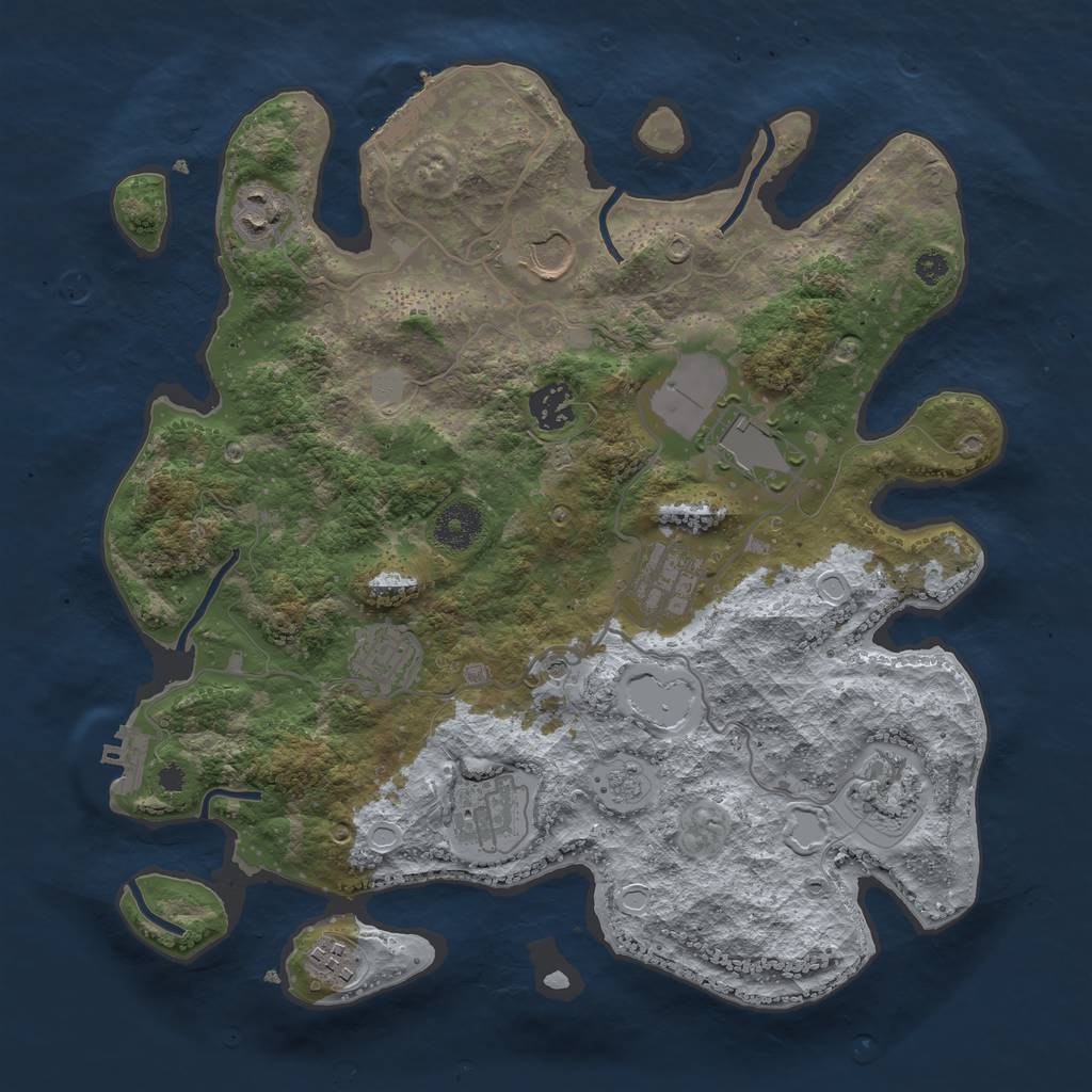 Rust Map: Procedural Map, Size: 3500, Seed: 152423013, 16 Monuments