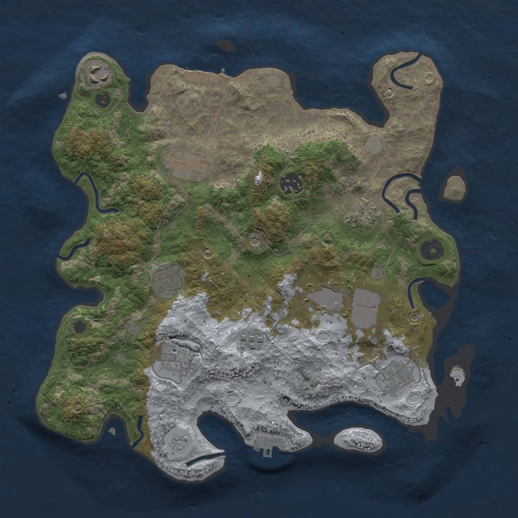 Rust Map: Procedural Map, Size: 3500, Seed: 668129100, 16 Monuments