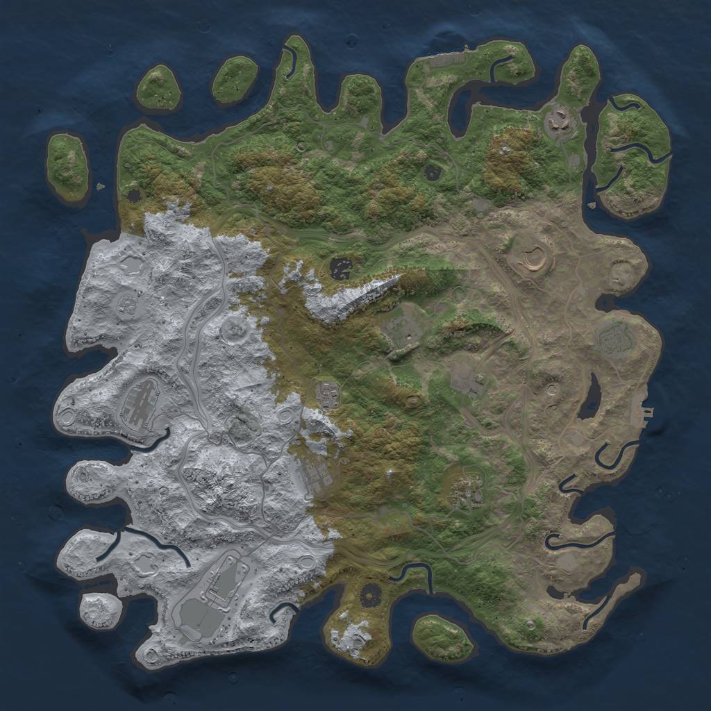 Rust Map: Procedural Map, Size: 4500, Seed: 1021766255, 18 Monuments