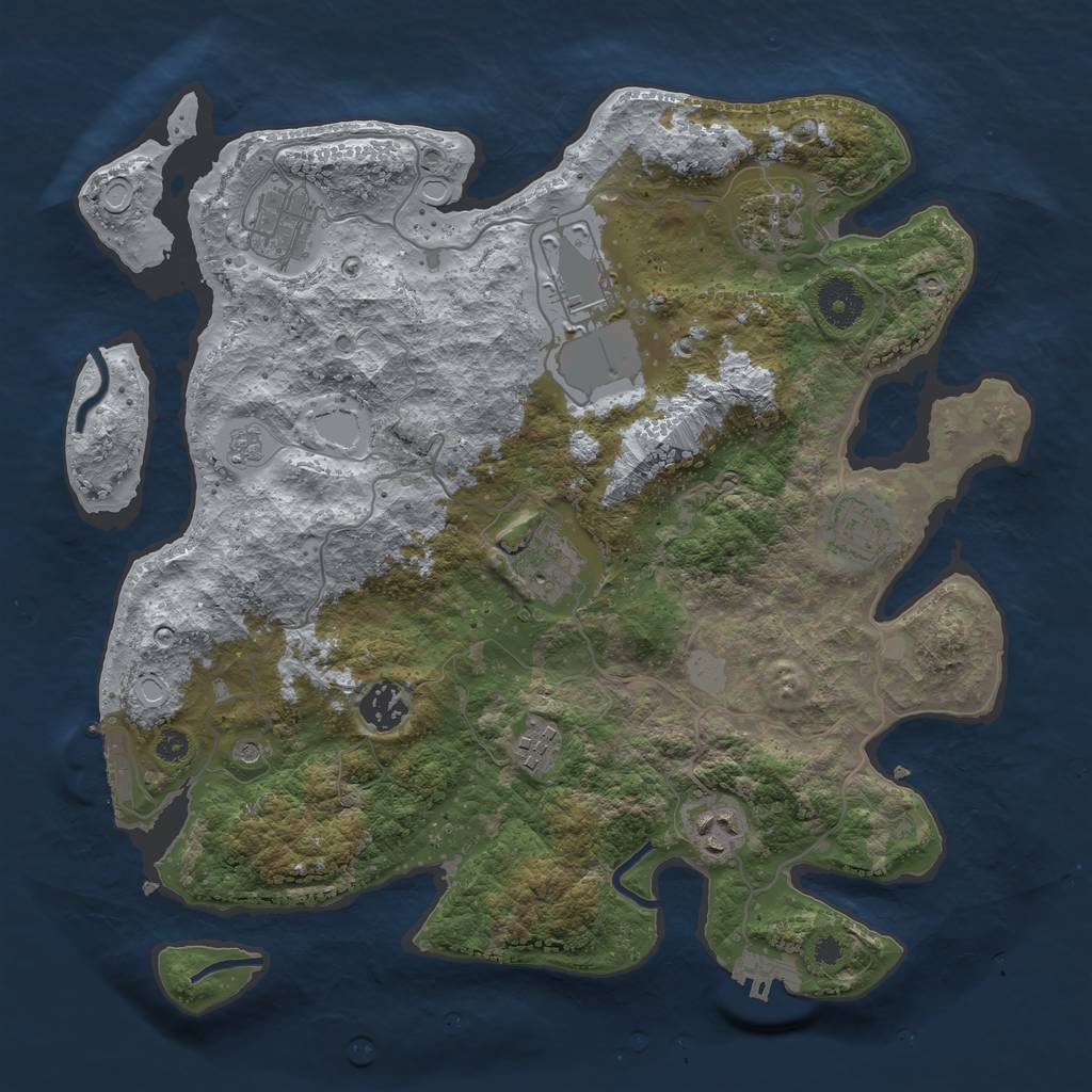 Rust Map: Procedural Map, Size: 3500, Seed: 215519718, 15 Monuments