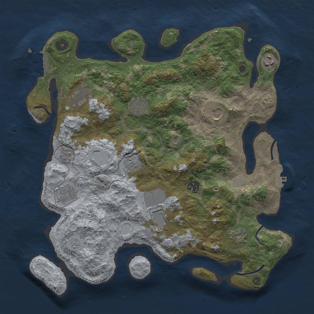 Rust Map: Procedural Map, Size: 3800, Seed: 40080681, 17 Monuments