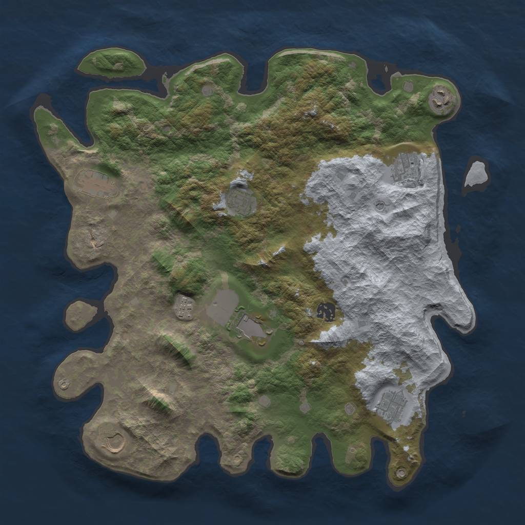 Rust Map: Barren, Size: 4000, Seed: 27364, 12 Monuments