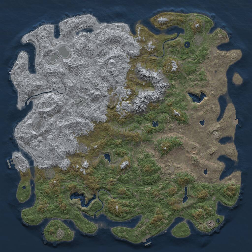 Rust Map: Procedural Map, Size: 6000, Seed: 32345, 17 Monuments