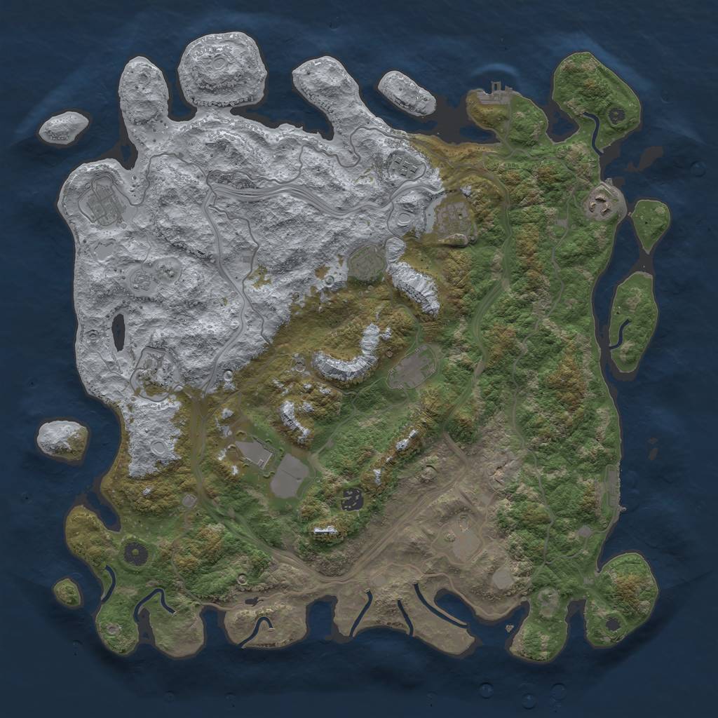 Rust Map: Procedural Map, Size: 4500, Seed: 37564, 17 Monuments