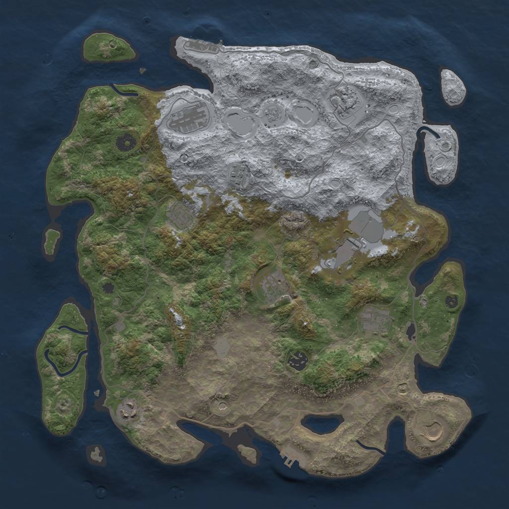 Rust Map: Procedural Map, Size: 4000, Seed: 487303641, 17 Monuments