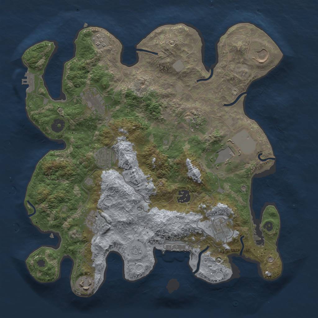 Rust Map: Procedural Map, Size: 3500, Seed: 1010612201, 17 Monuments