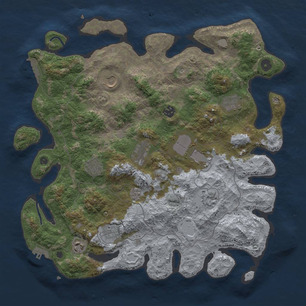 Rust Map: Procedural Map, Size: 4000, Seed: 315414151, 17 Monuments