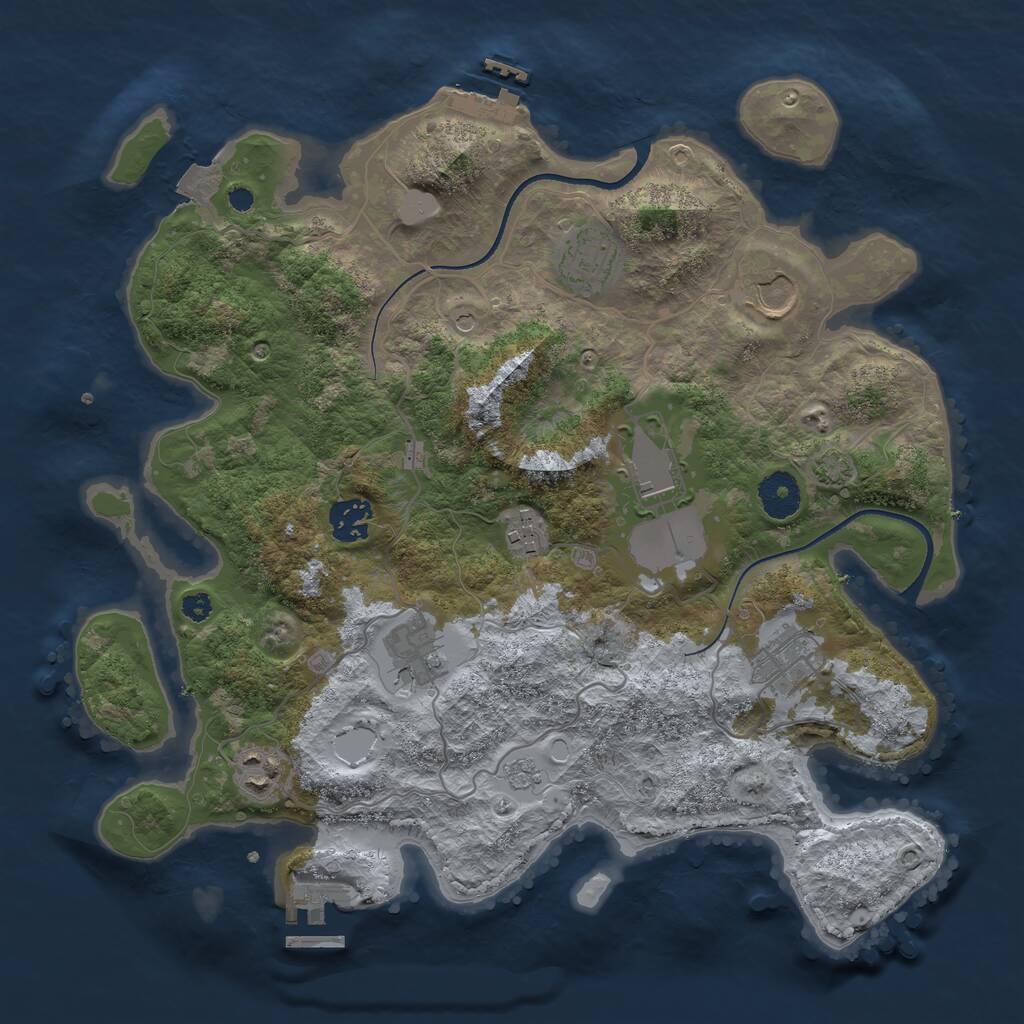 Rust Map: Procedural Map, Size: 3500, Seed: 403634570, 14 Monuments