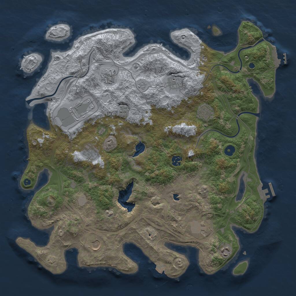 Rust Map: Procedural Map, Size: 4250, Seed: 360933049, 16 Monuments