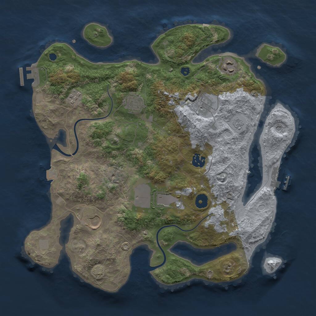 Rust Map: Procedural Map, Size: 3500, Seed: 123124124, 13 Monuments