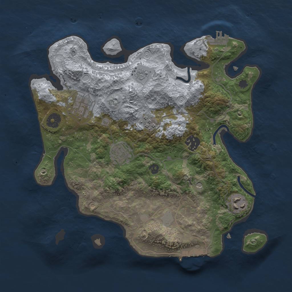 Rust Map: Procedural Map, Size: 3000, Seed: 1570284976, 12 Monuments