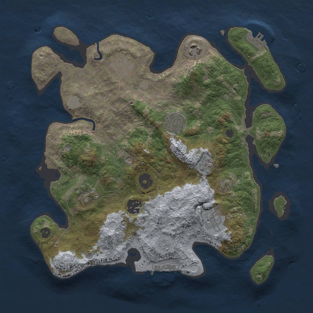 Rust Map: Procedural Map, Size: 3200, Seed: 21357645, 14 Monuments