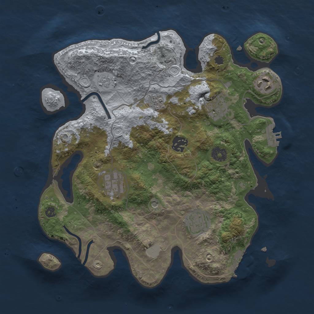 Rust Map: Procedural Map, Size: 3000, Seed: 21379, 13 Monuments