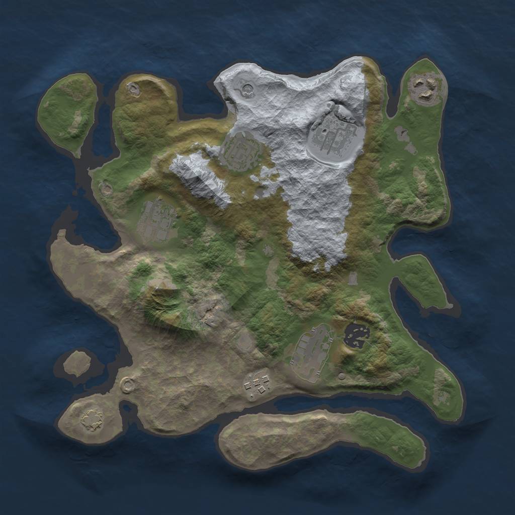 Rust Map: Barren, Size: 3000, Seed: 2001944416, 11 Monuments
