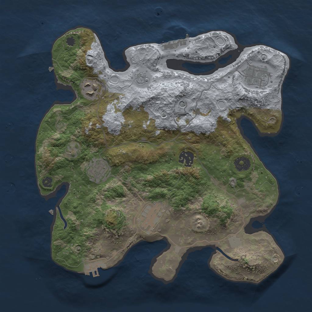 Rust Map: Procedural Map, Size: 3000, Seed: 981445087, 12 Monuments