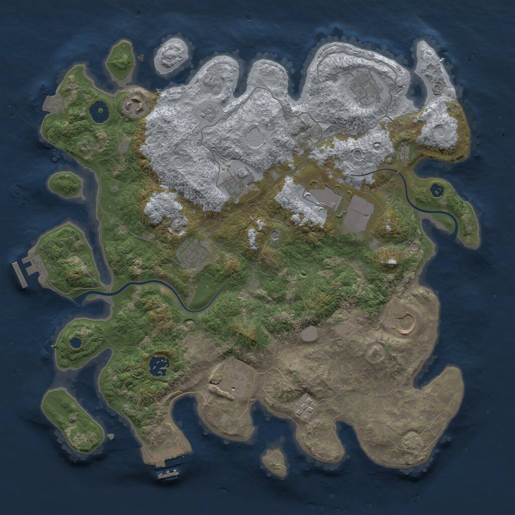 Rust Map: Procedural Map, Size: 3814, Seed: 1993330212, 15 Monuments