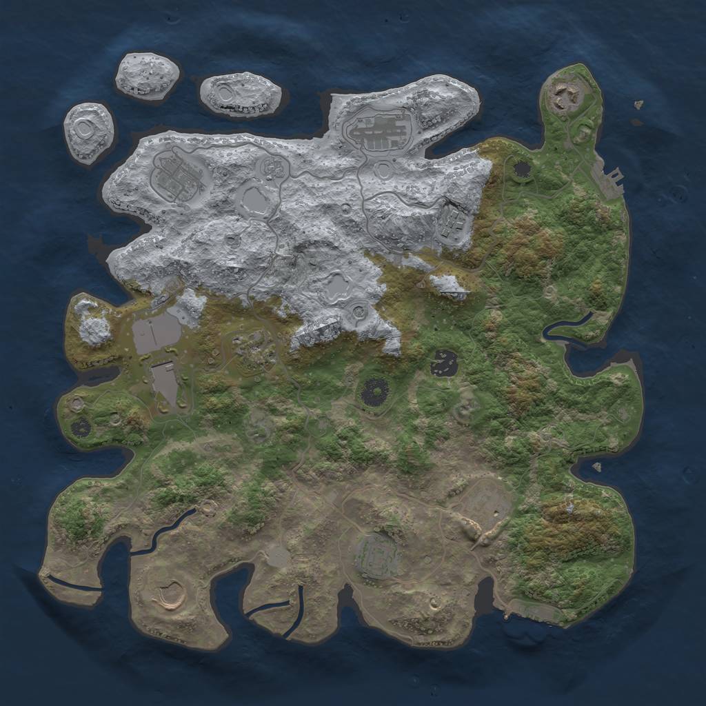Rust Map: Procedural Map, Size: 3750, Seed: 1858993620, 17 Monuments